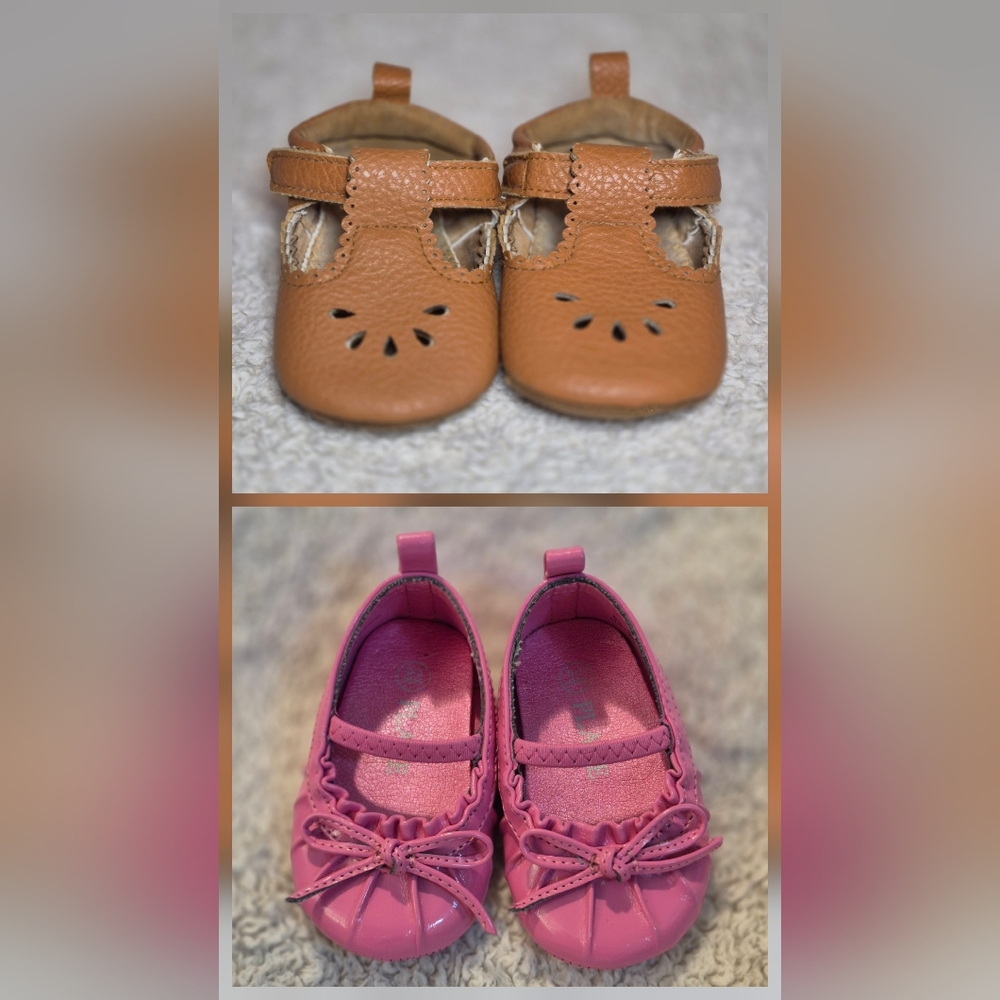 Lucky Brand Tan and Pink Baby Shoes